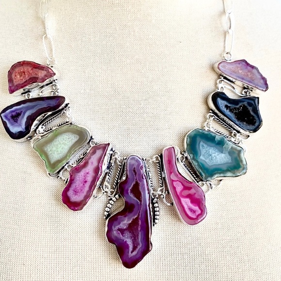Hand Made Jewelry - Multi Color Botswana Agate Necklace
